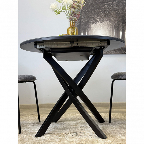 Стол обеденный Kenner R900 черный/керамика мрамор черный