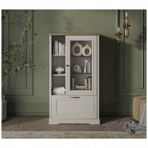 Шкаф с витриной TOSCANA NEW 1V1D3N Персидский жемчуг/Каньон