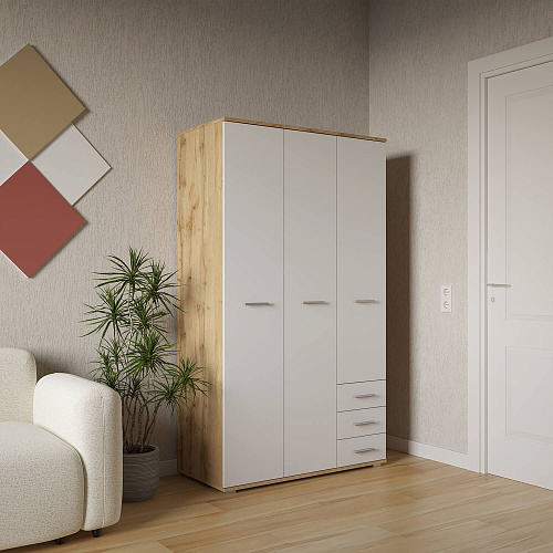 Шкаф НК FUN ШК-3Д Дуб вотан/Белый