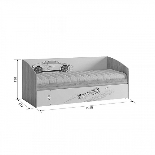 Кровать детская Форсаж дуб сонома/белый