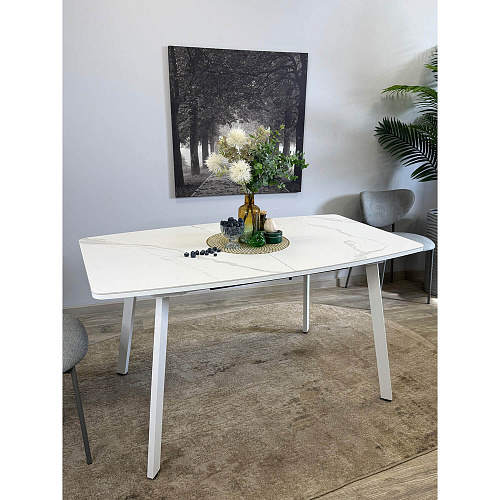 Стол обеденный Kenner AK1400 белый/керамика GLORIA WHITE