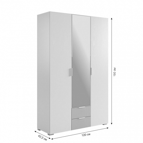 Шкаф трехдверный Зефир 109.02 белое дерево/пудра розовая (эмаль)