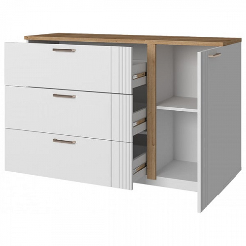 Комод MATEO 1D3S Белый/дуб наварра