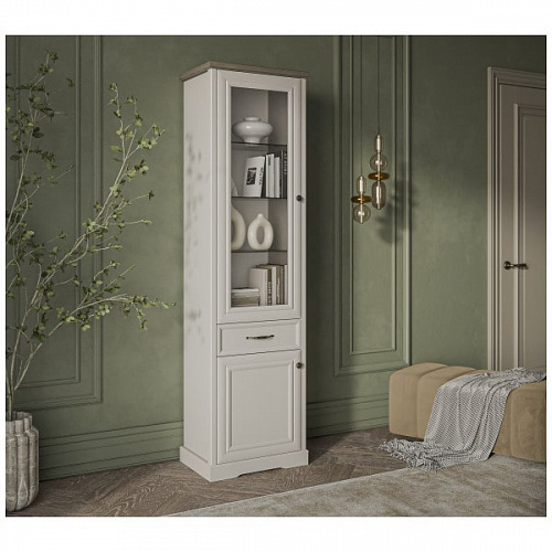 Шкаф с витриной TOSCANA NEW 1V1D1S Персидский жемчуг/Каньон