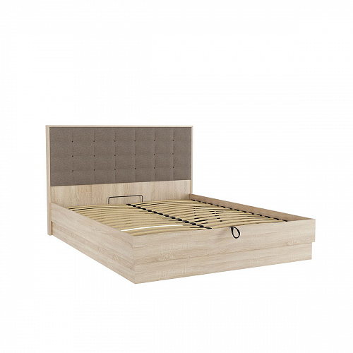Кровать с подъемным механизмом Николь М 1600х2000 дуб сонома/какао (рогожка)