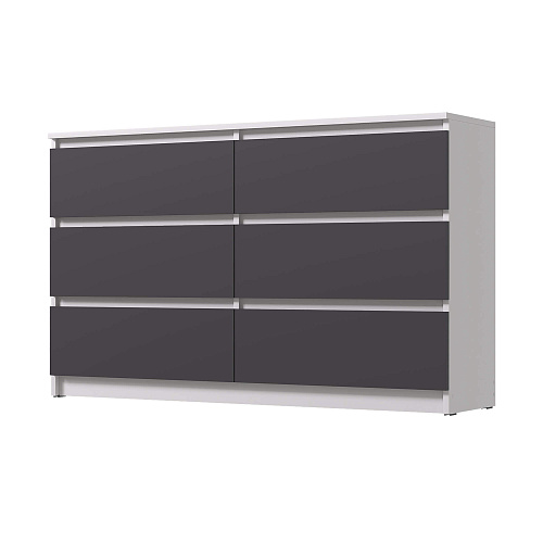 Комод ВЕГА 6Я Белый гладкий/Графит