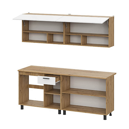 Кухня Монако 2,0 Дуб Золотой/Белый матовый/Дуб Вотан