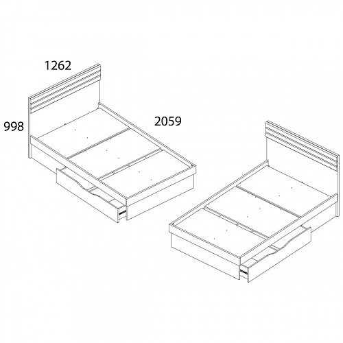 Кровать TAURUS 120S Белый/Дуб вотан