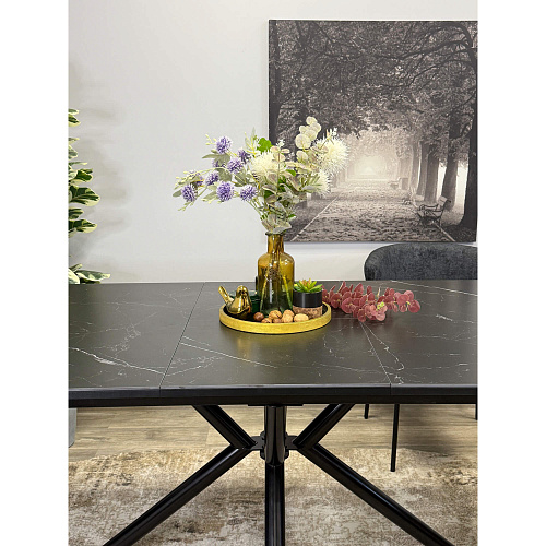 Стол обеденный Kenner DM1550 черный/керамика мрамор черный