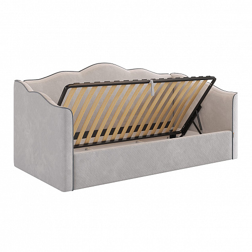 Кровать-софа Лея К1 90х200 галька (велюр)/графит (велюр)