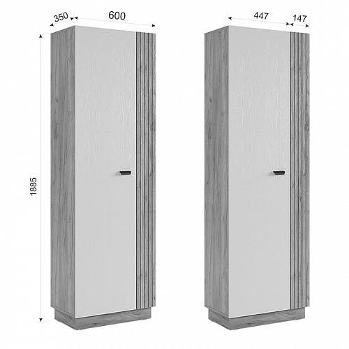 Шкаф двухдверный Моди дуб крафт золотой/белое дерево