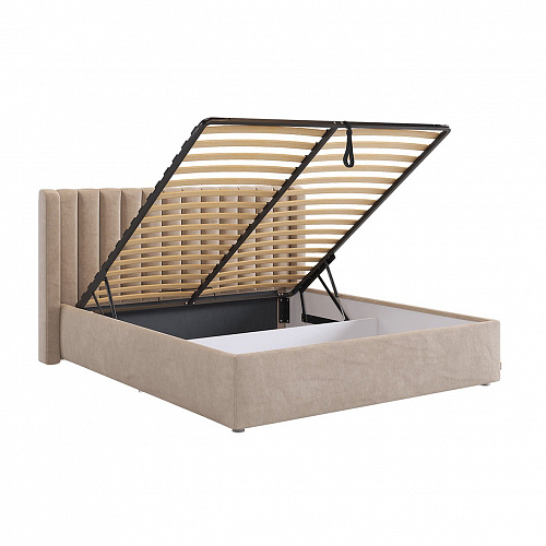 Кровать с подъемным механизмом Ева 160х200 капучино (велюр)