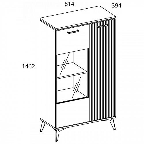 Шкаф с витриной VINATI 1V1D P ПЕРСИДСКИЙ ЖЕМЧУГ/АМАРОК