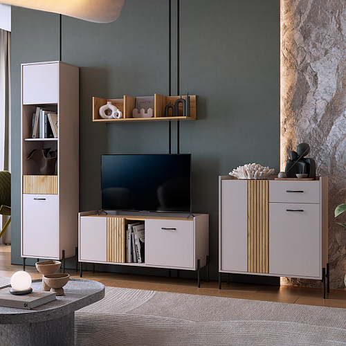 Гостиная Доминика К3 кашемир/дуб крафт золотой