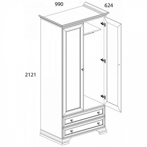 Шкаф 2DG2S TIFFANY Белый