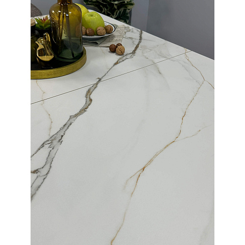 Стол обеденный Kenner DM1400 черный/керамика мрамор золотой