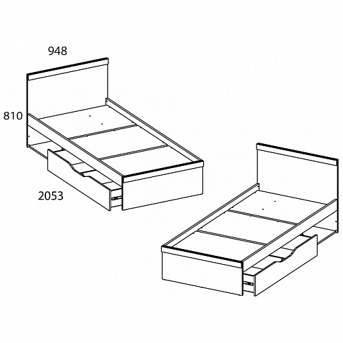 Кровать односпальная 90 OSKAR дуб Санремо