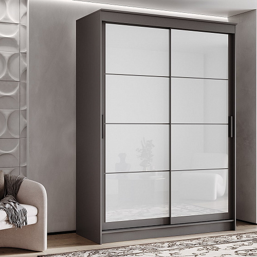 Шкаф-купе ГРАНД 1 1,6 Графит/Лакобель белый