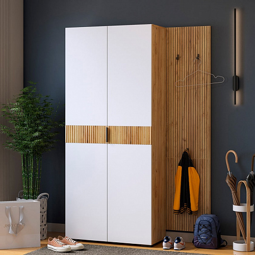 Прихожая К7 дуб крафт золотой/белое дерево