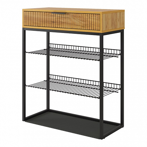 Обувница Вельвет дуб крафт золотой/черный муар