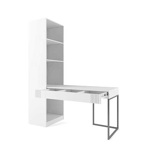 Стол со стеллажом Мишель Белый супер/Серый