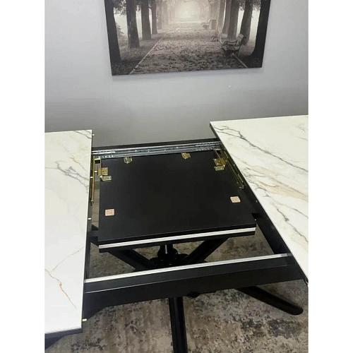 Стол обеденный Kenner DM1550 черный/керамика мрамор золотой