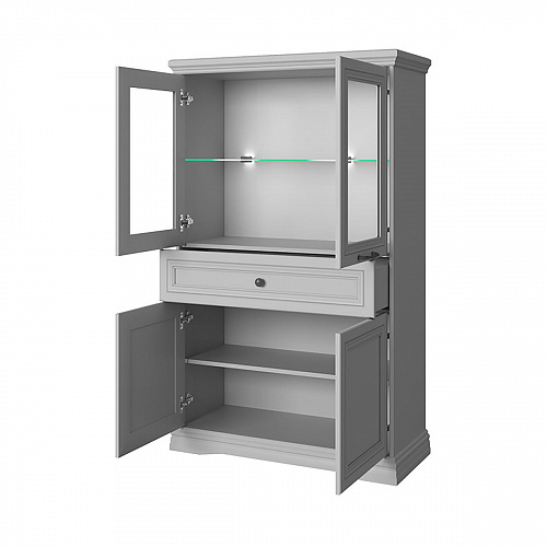 Шкаф с витриной VALENCIA 2V2D1S Серый