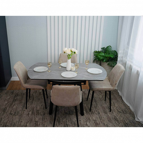 Стол обеденный керамический Раунд Серый