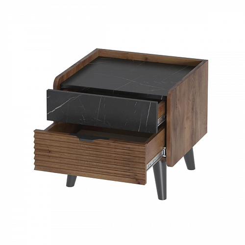 Тумба прикроватная Браун Таксония/Мрамор Неро маркина 854