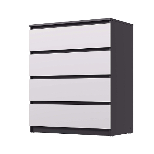 Комод ВЕГА Люкс 4Я Графит/Белый гладкий