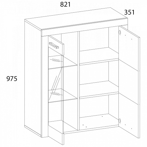 Шкаф-витрина 1V1D OSKAR дуб Санремо