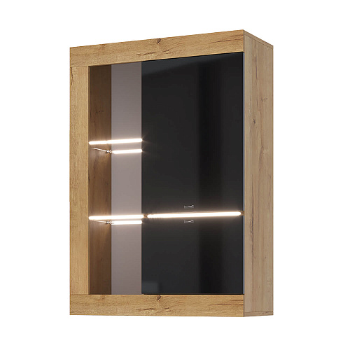 Гостиная ПРАГА №1 Дуб вотан/Черный глянец