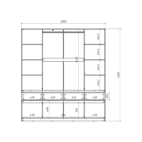 Шкаф НК PIANO 4-х створчатый Кашемир/Каштан