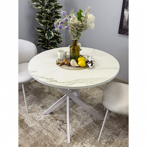 Стол обеденный Kenner R900 белый/керамика мрамор белый