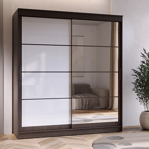 Шкаф-купе ГРАНД 1 2,0 Венге/Зеркало/Лакобель белый