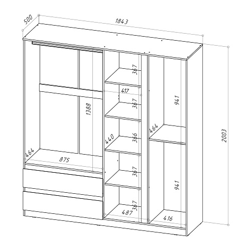Шкаф НК STERN ШКЯ-4 с зеркалом Дуб сонома