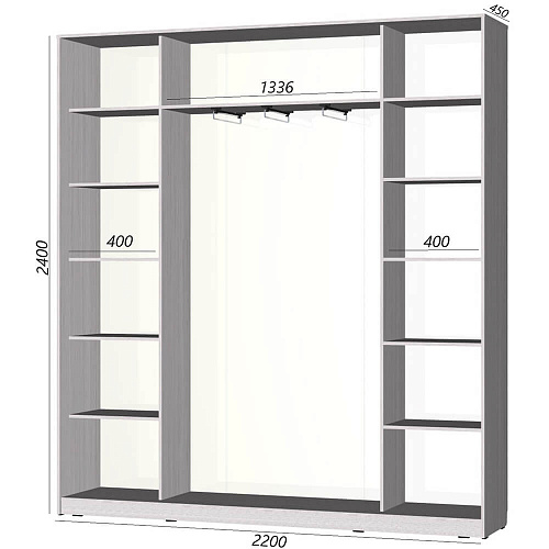 Шкаф-купе Старт 3-дверный без зеркала со вставками 2200 (высота 2400, глубина 450)