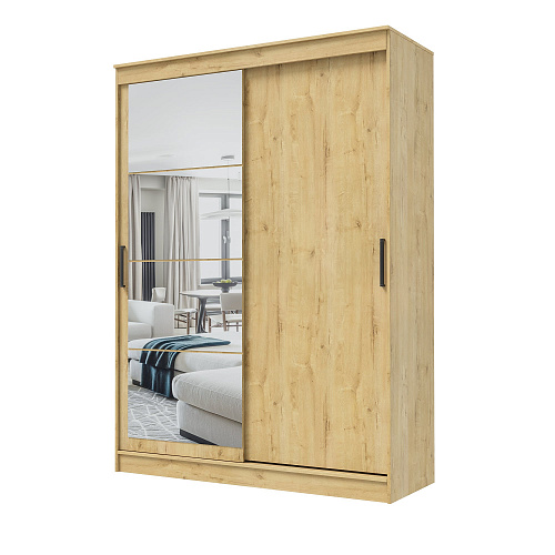 Шкаф-купе ГРАНД 1 1,6 Дуб вотан/Зеркало/Дуб вотан ЛДСП