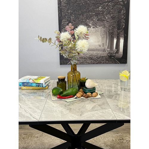 Стол обеденный Kenner BR1200 черный/керамика ITALIAN MIDDLE GRAY