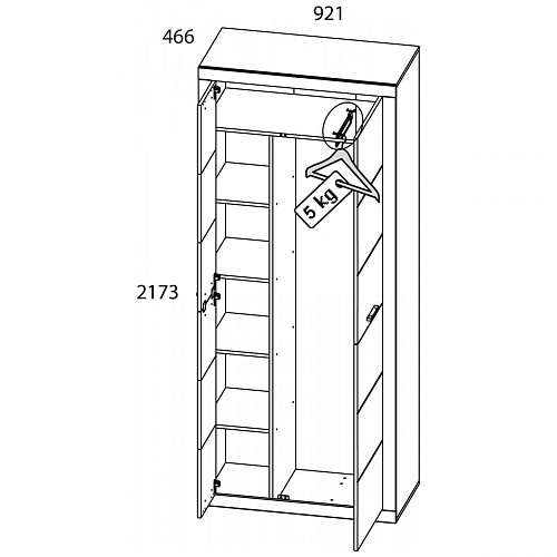 Шкаф 2D OSKAR дуб Санремо