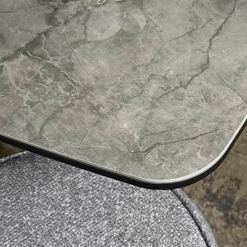 Стол обеденный Kenner DF1550 черный/керамика мрамор серый глянец