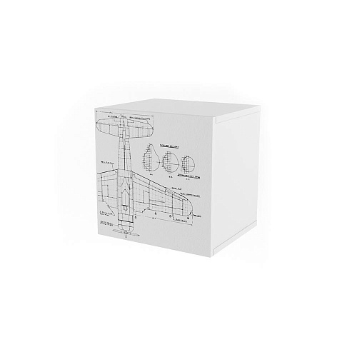 Полка Куб с фасадом НьюТон Грэй Белый Лофт/Авиатор