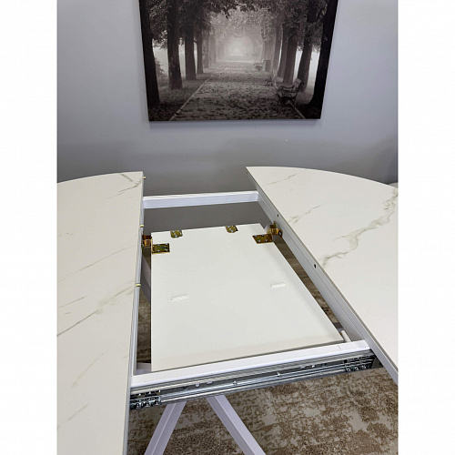 Стол обеденный Kenner R900 белый/керамика мрамор белый