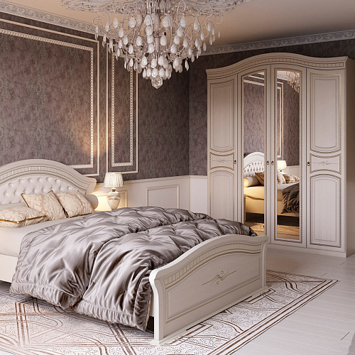 Спальный гарнитур Николь МГ Ясень жемчужный/Ваниль