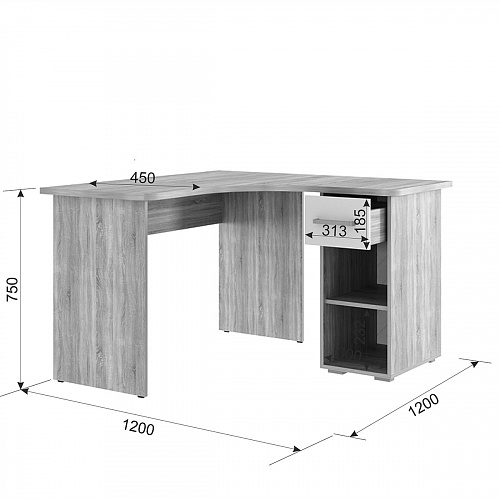 Стол компьютерный Лайт К1 дуб сонома/белый