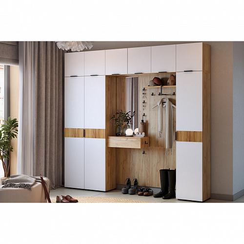 Прихожая К12 дуб крафт золотой/белое дерево