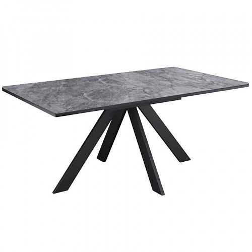 Стол обеденный Kenner DL1600 черный/керамика мрамор серый глянец