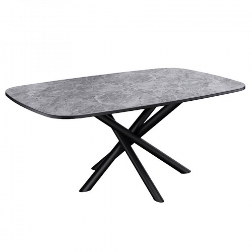 Стол обеденный Kenner DF1550 черный/керамика мрамор серый глянец
