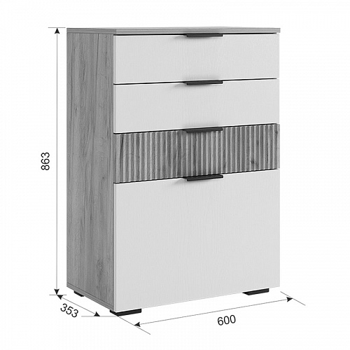 Прихожая К3 дуб крафт золотой/белое дерево/черный