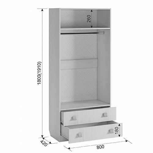 Шкаф 2-створчатый Фэнтези белый рамух